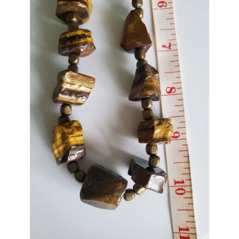 Beaded Tiger Eye Necklace and Earring Jewelry Set